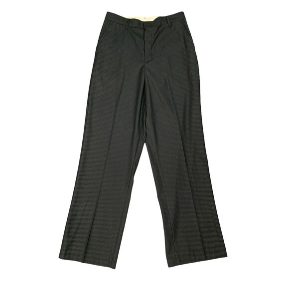 VanHeusen Suit Pants Womens 20 Black Pinstriped Straight Cut Formal Trouser - Picture 1 of 11